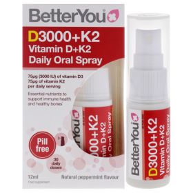 D3000 Plus K2 Vitamin D Plus K2 Oral Spray by BetterYou for Unisex - 0.40 oz Spray