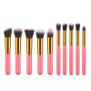 10 pcs makeup brush set (Pink Golden)