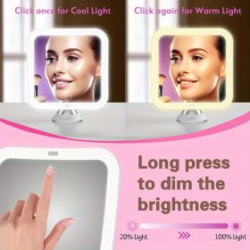 10X Magnified Luxe Rectangular Illuminated Makeup Mirror - Touch Control, Adjustable Brightness, Powerful Locking Suction Cup