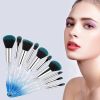 10pcs Professional Makeup Brush with Crystal Handle Foundation Brush (Crystal blue)