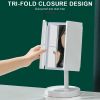 Rechargeable Foldable Makeup Mirror With LED Light 360¬∞ Adjust Wireless 1-3X Magnifying 3 Tone Light Desktop Vanity Table Mirror